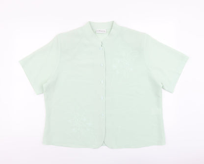 Womens UK Size 20 Tiffany Green Basic Button-Up