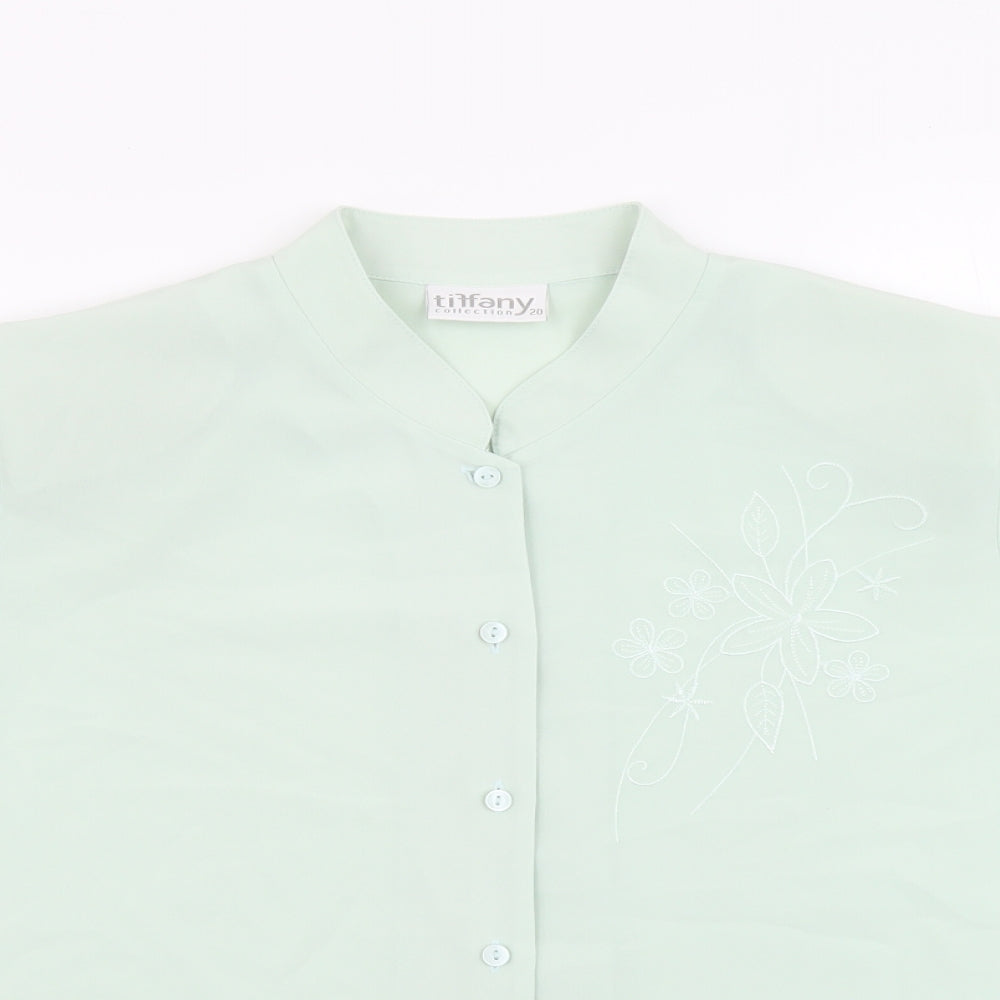 Womens UK Size 20 Tiffany Green Basic Button-Up