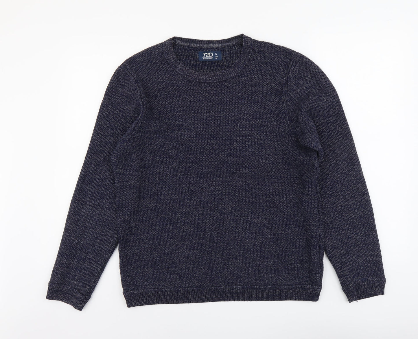 72D Mens Blue Round Neck Acrylic Pullover Jumper Size M Long Sleeve