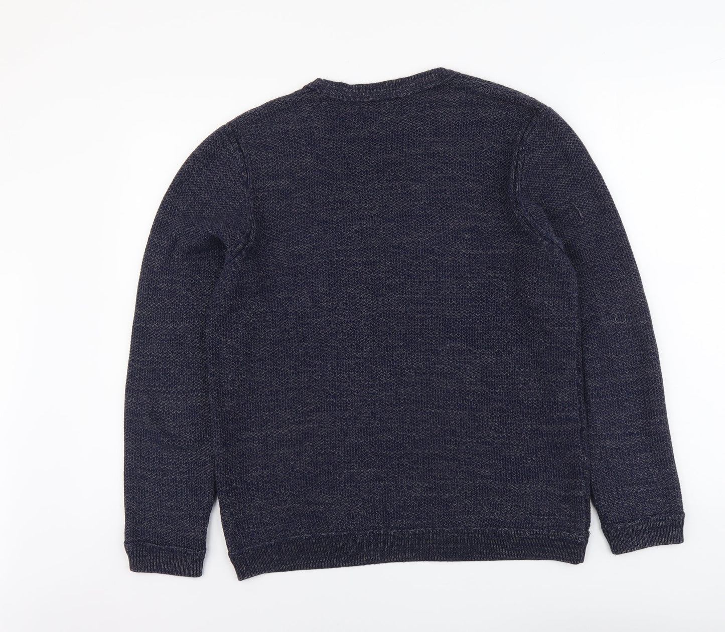 72D Mens Blue Round Neck Acrylic Pullover Jumper Size M Long Sleeve
