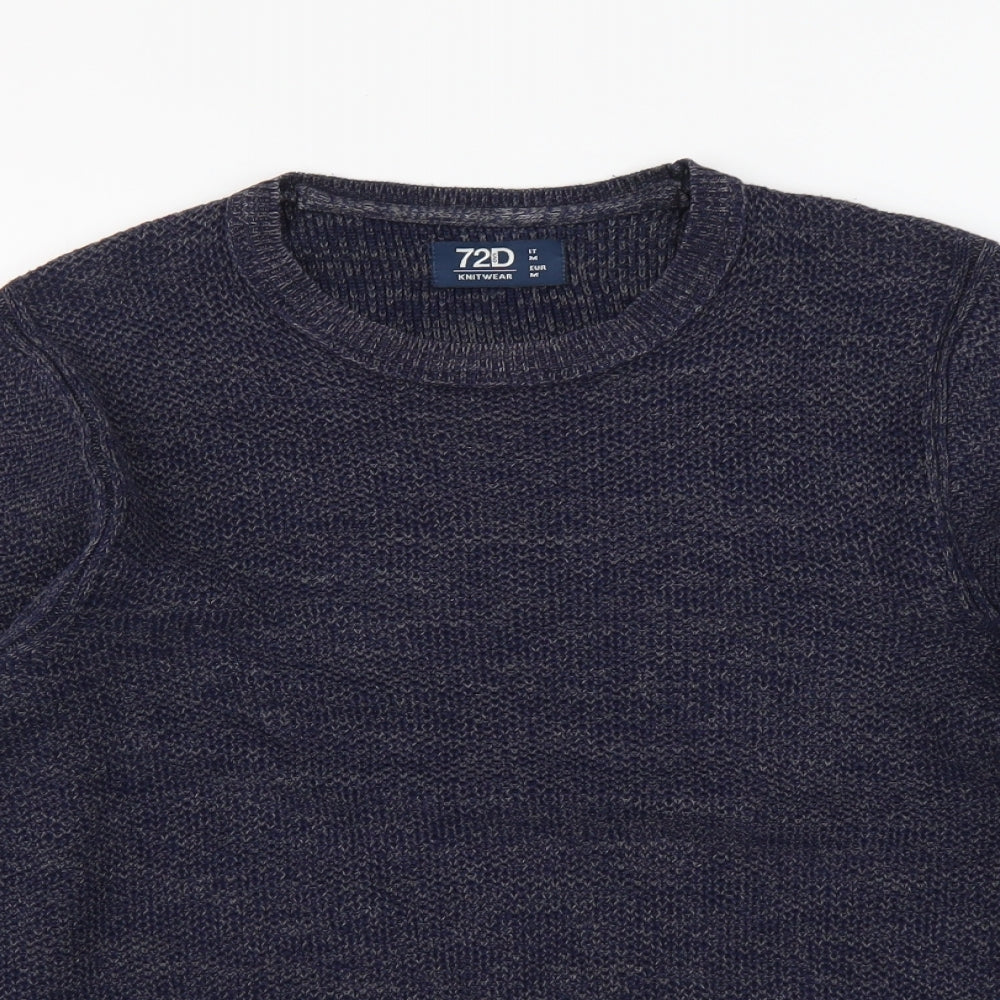 72D Mens Blue Round Neck Acrylic Pullover Jumper Size M Long Sleeve