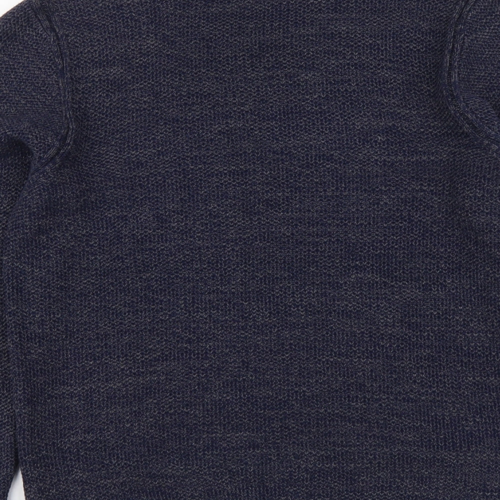 72D Mens Blue Round Neck Acrylic Pullover Jumper Size M Long Sleeve