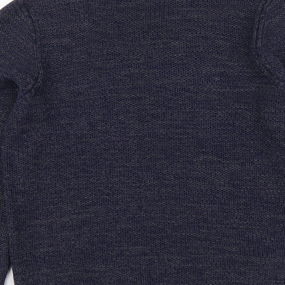 72D Mens Blue Round Neck Acrylic Pullover Jumper Size M Long Sleeve