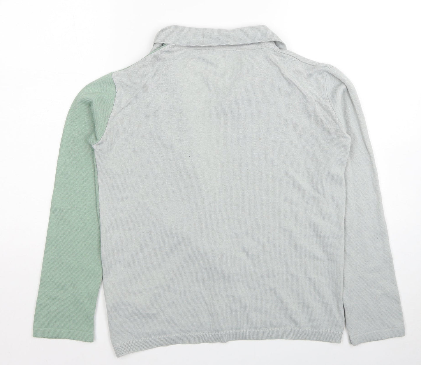 Boohoo Womens Grey Collared Acrylic Cardigan Jumper Size S - Colour Block