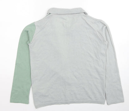 Boohoo Womens Grey Collared Acrylic Cardigan Jumper Size S - Colour Block