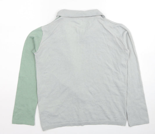 Boohoo Womens Grey Collared Acrylic Cardigan Jumper Size S - Colour Block