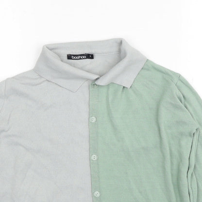 Boohoo Womens Grey Collared Acrylic Cardigan Jumper Size S - Colour Block