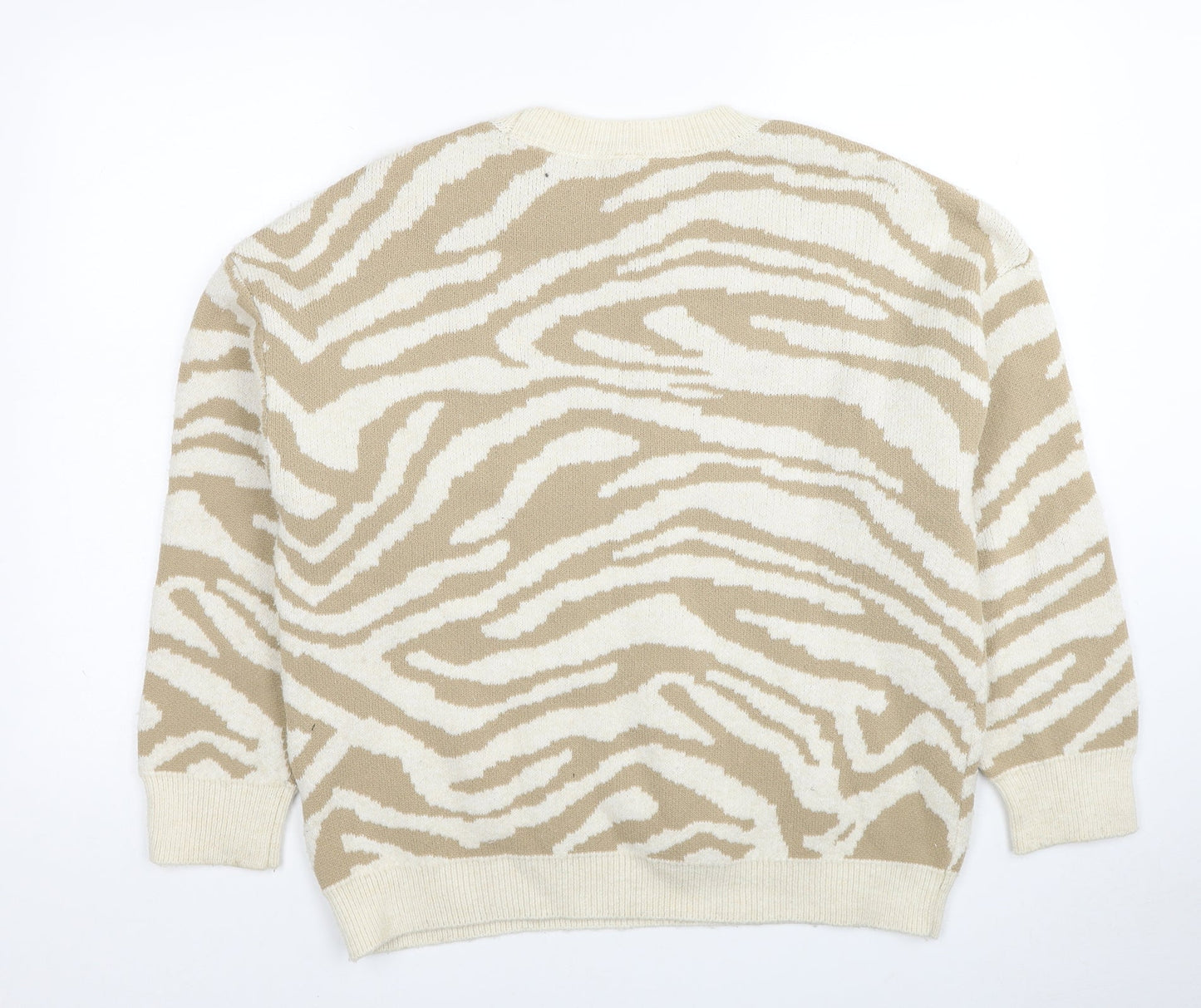 George Womens Beige Round Neck Animal Print Polyester Pullover Jumper Size 12