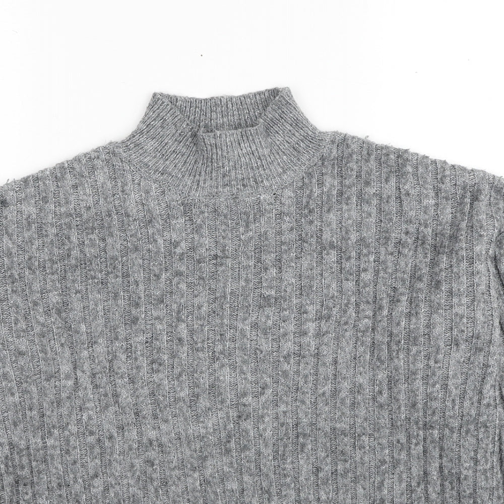 Primark Womens Grey Mock Neck Polyester Pullover Jumper Size 6