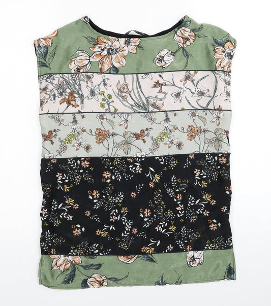 F&F Womens Multicoloured Floral Polyester Basic Blouse Size 6 Boat Neck