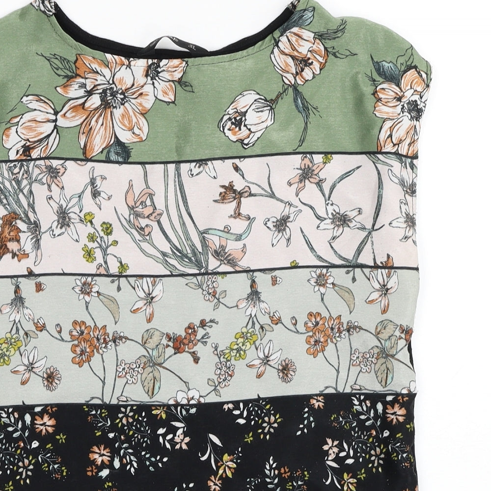 F&F Womens Multicoloured Floral Polyester Basic Blouse Size 6 Boat Neck