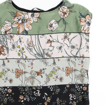 F&F Womens Multicoloured Floral Polyester Basic Blouse Size 6 Boat Neck