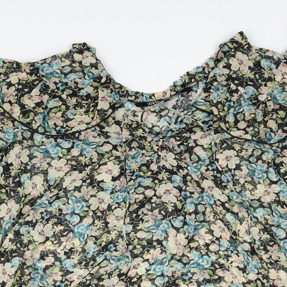 Womens UK Size XS Zara Multicoloured Basic Blouse