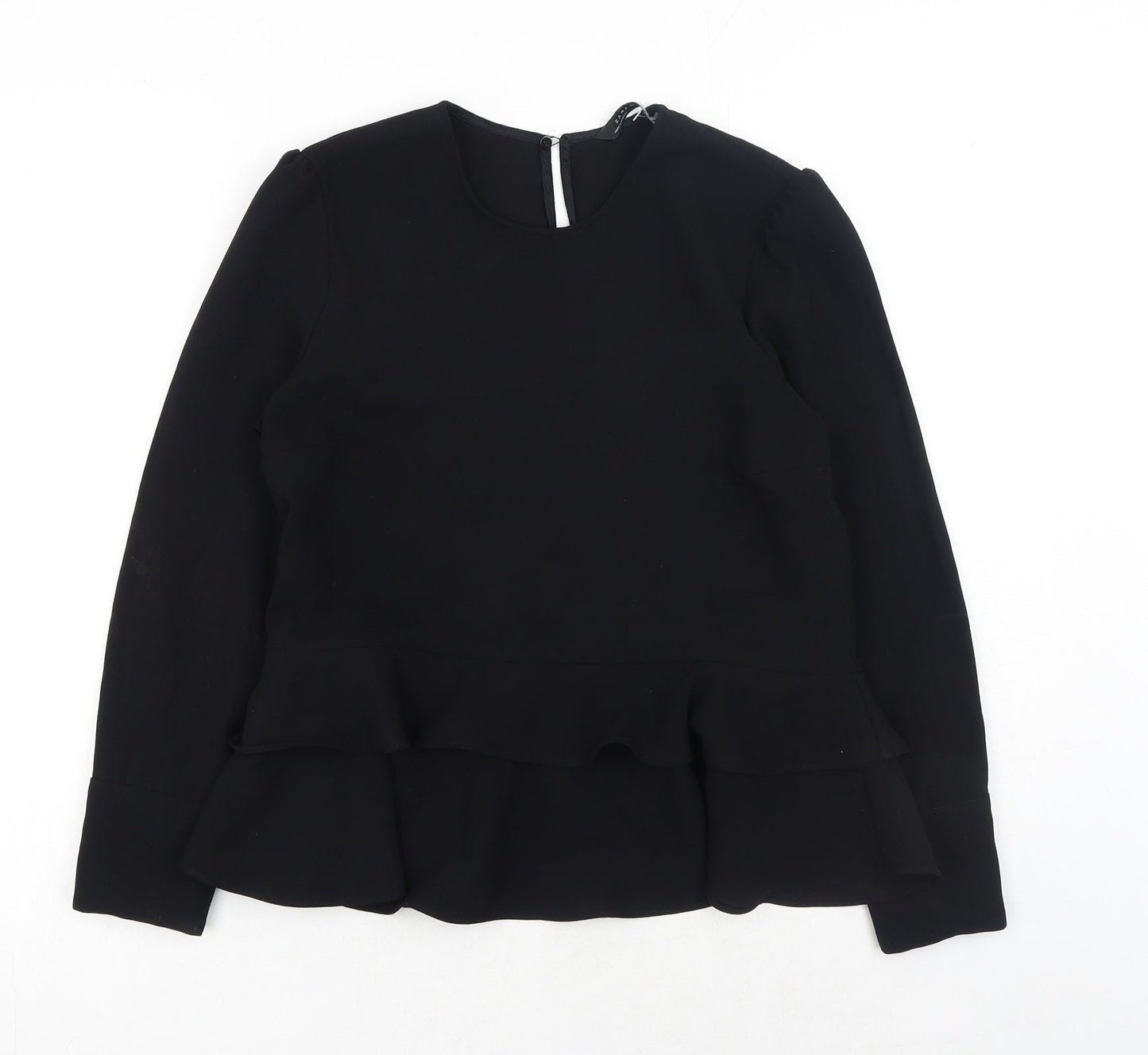 Womens UK Size S Zara Black Basic Blouse