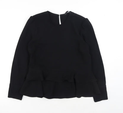 Womens UK Size S Zara Black Basic Blouse