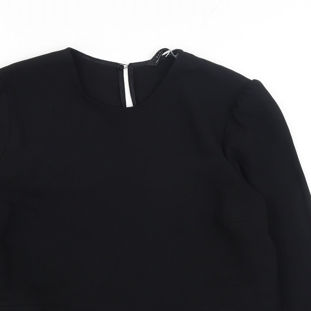 Womens UK Size S Zara Black Basic Blouse