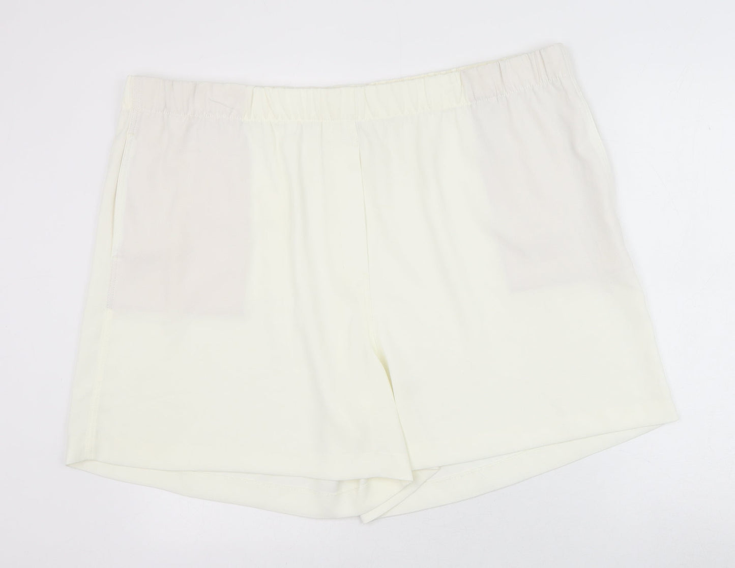 Marks and Spencer Womens Ivory Polyester Basic Shorts Size 24 Regular Pull On