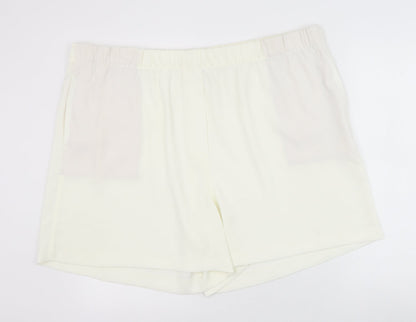 Marks and Spencer Womens Ivory Polyester Basic Shorts Size 24 Regular Pull On