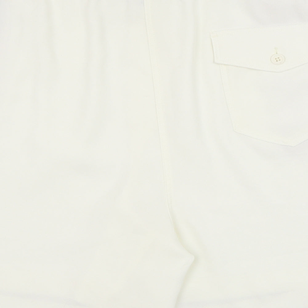 Marks and Spencer Womens Ivory Polyester Basic Shorts Size 24 Regular Pull On