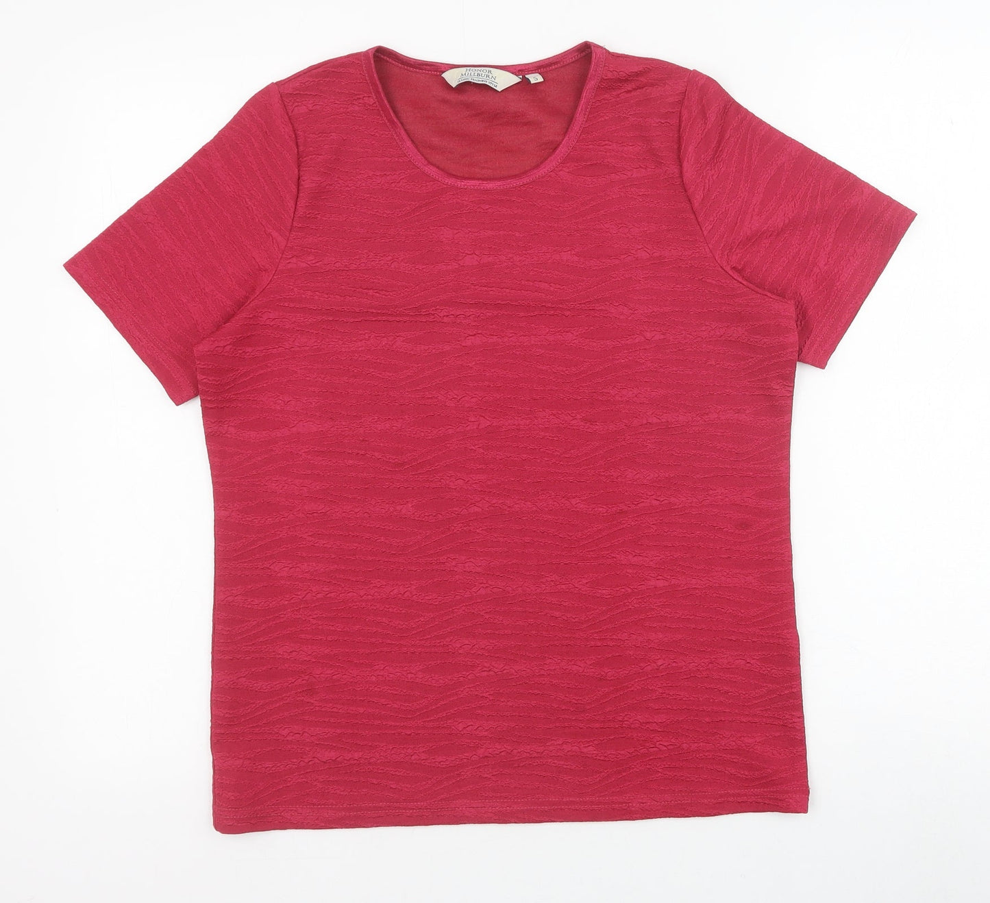 EWM Womens Red Polyester Basic T-Shirt Size S Round Neck