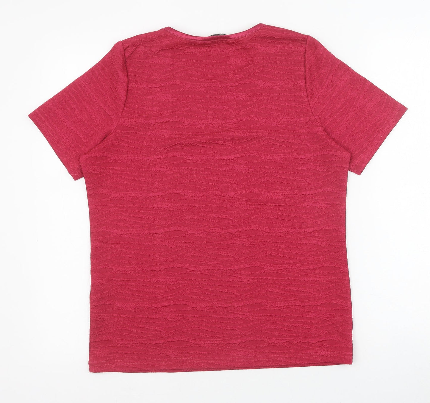 EWM Womens Red Polyester Basic T-Shirt Size S Round Neck