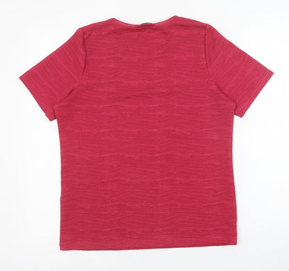 EWM Womens Red Polyester Basic T-Shirt Size S Round Neck