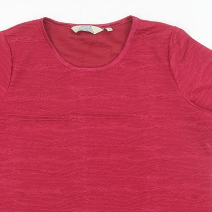 EWM Womens Red Polyester Basic T-Shirt Size S Round Neck