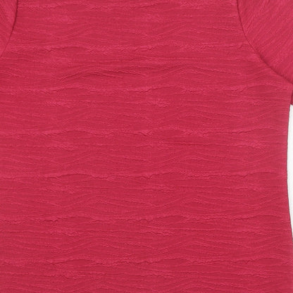 EWM Womens Red Polyester Basic T-Shirt Size S Round Neck