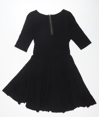 Apricot Womens Black Viscose Trapeze & Swing Size S Boat Neck Zip