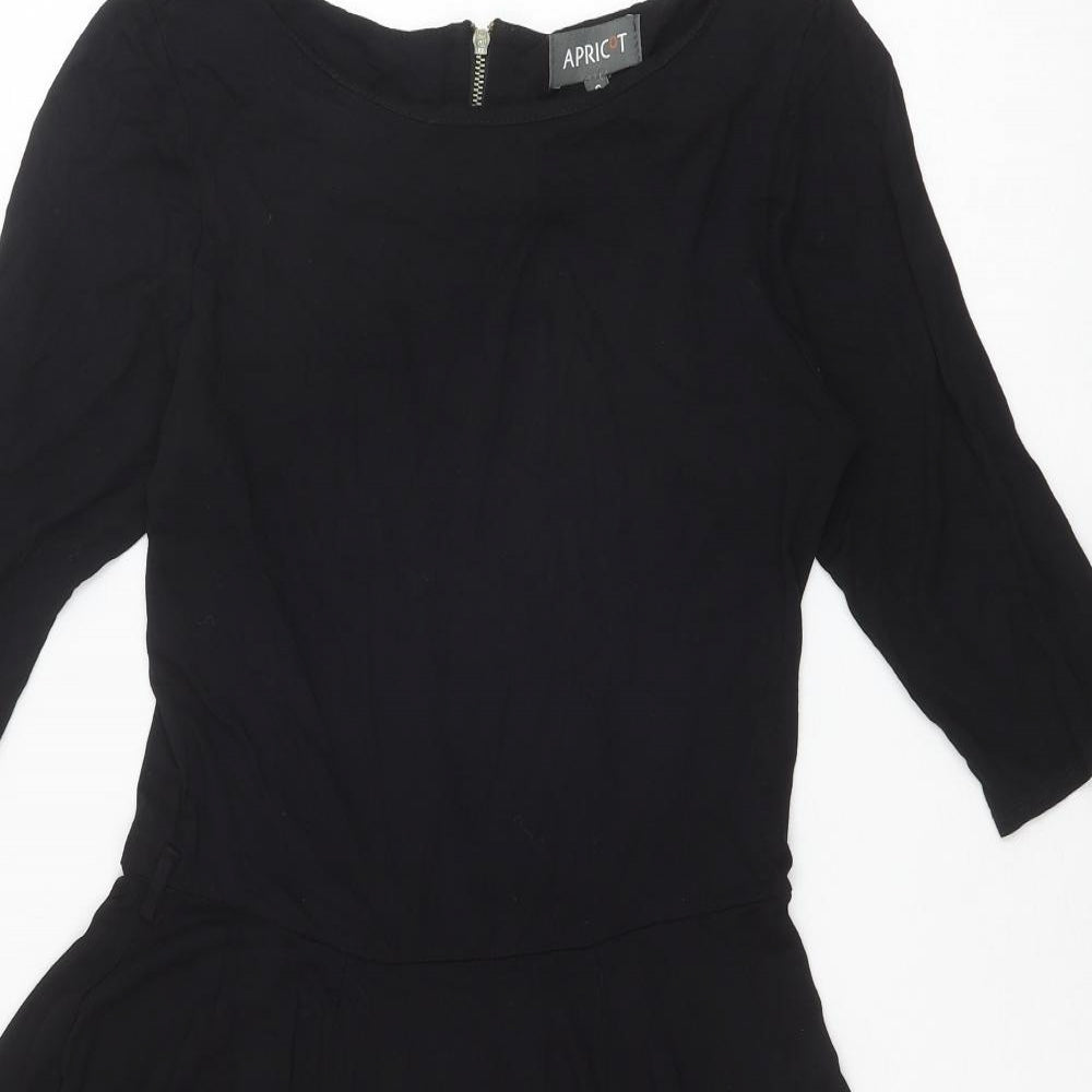 Apricot Womens Black Viscose Trapeze & Swing Size S Boat Neck Zip