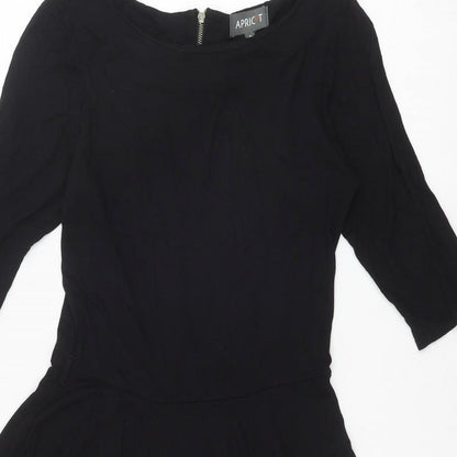 Apricot Womens Black Viscose Trapeze & Swing Size S Boat Neck Zip