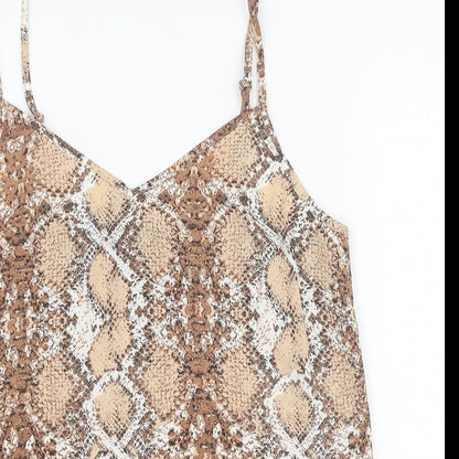 Marks and Spencer Womens Brown Animal Print Polyester Basic Tank Size 8 V-Neck - Snakeskin Pattern