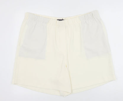 Marks and Spencer Womens Ivory Polyester Basic Shorts Size 20 Regular Pull On