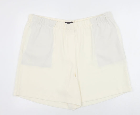 Marks and Spencer Womens Ivory Polyester Basic Shorts Size 20 Regular Pull On