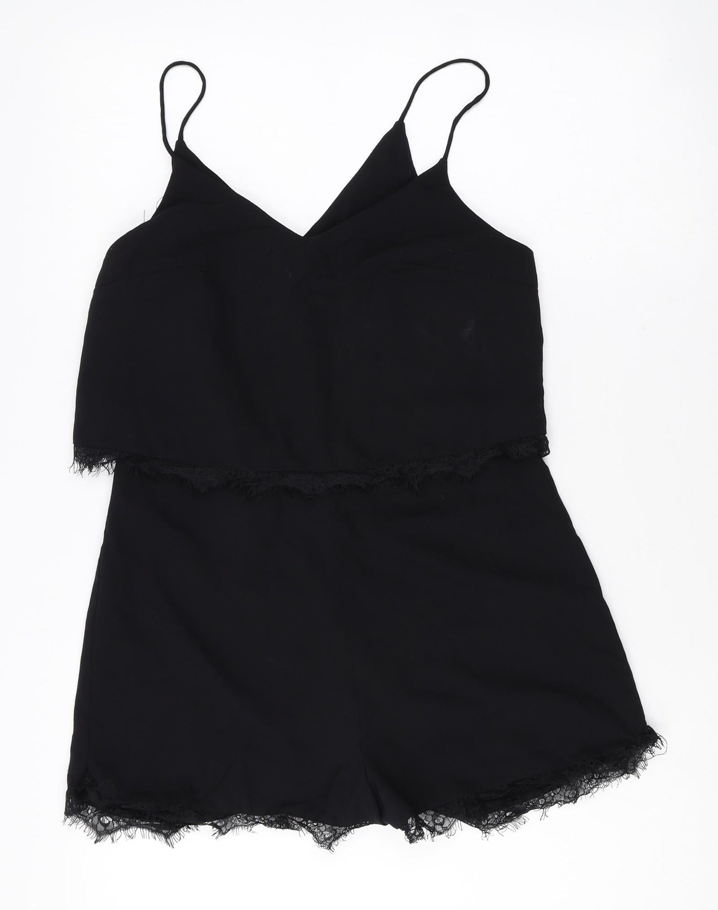 Easy Wear Womens Black Polyester Playsuit One-Piece Size 38 Zip