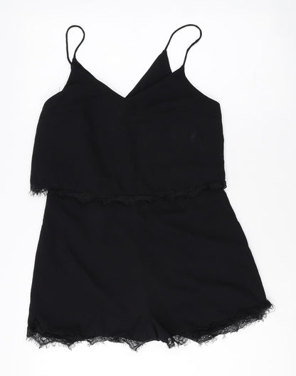 Easy Wear Womens Black Polyester Playsuit One-Piece Size 38 Zip