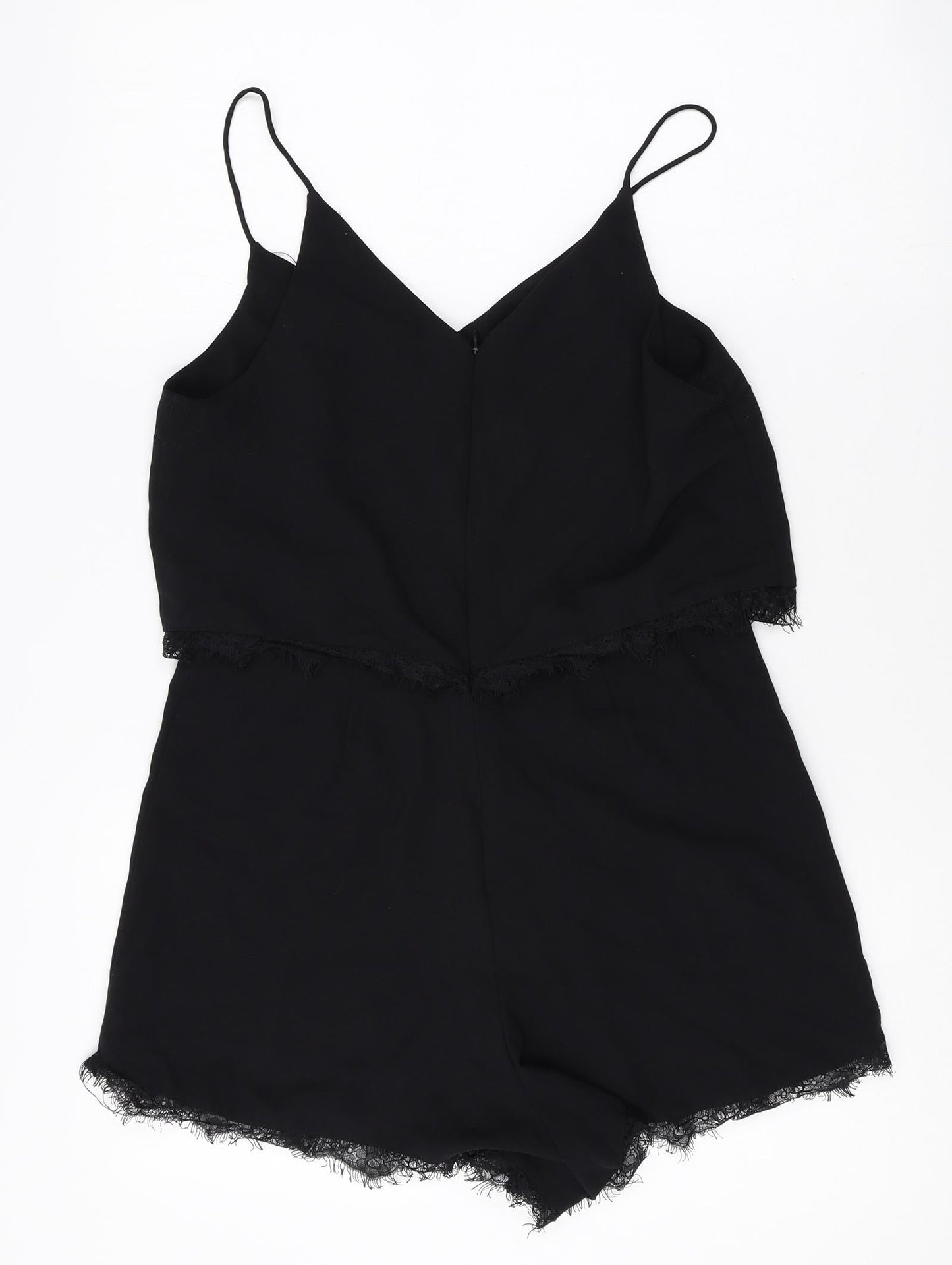 Easy Wear Womens Black Polyester Playsuit One-Piece Size 38 Zip