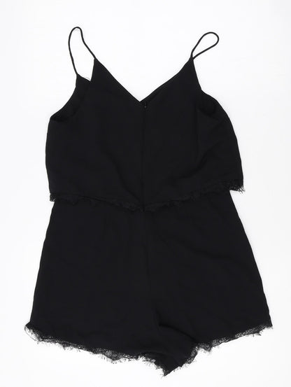 Easy Wear Womens Black Polyester Playsuit One-Piece Size 38 Zip