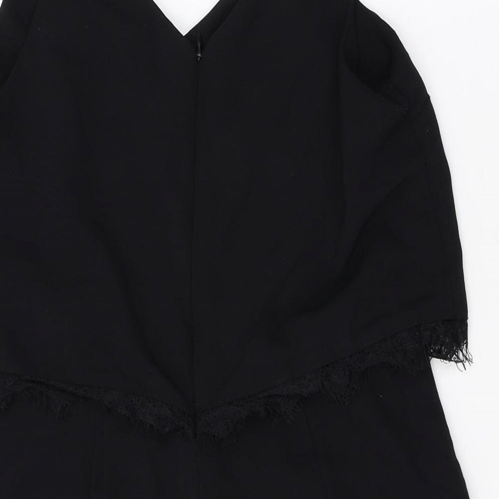 Easy Wear Womens Black Polyester Playsuit One-Piece Size 38 Zip