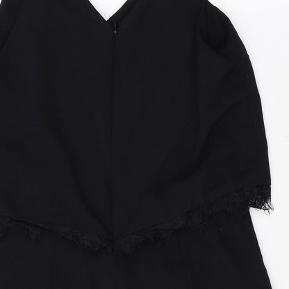 Easy Wear Womens Black Polyester Playsuit One-Piece Size 38 Zip