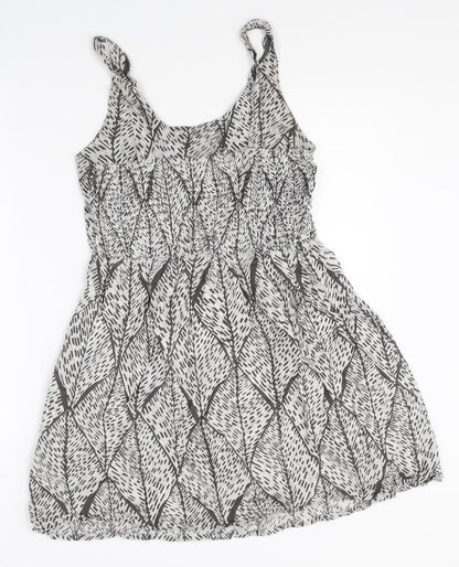 Lavand Womens Grey Geometric 100% Cotton A-Line Size L Scoop Neck Pullover