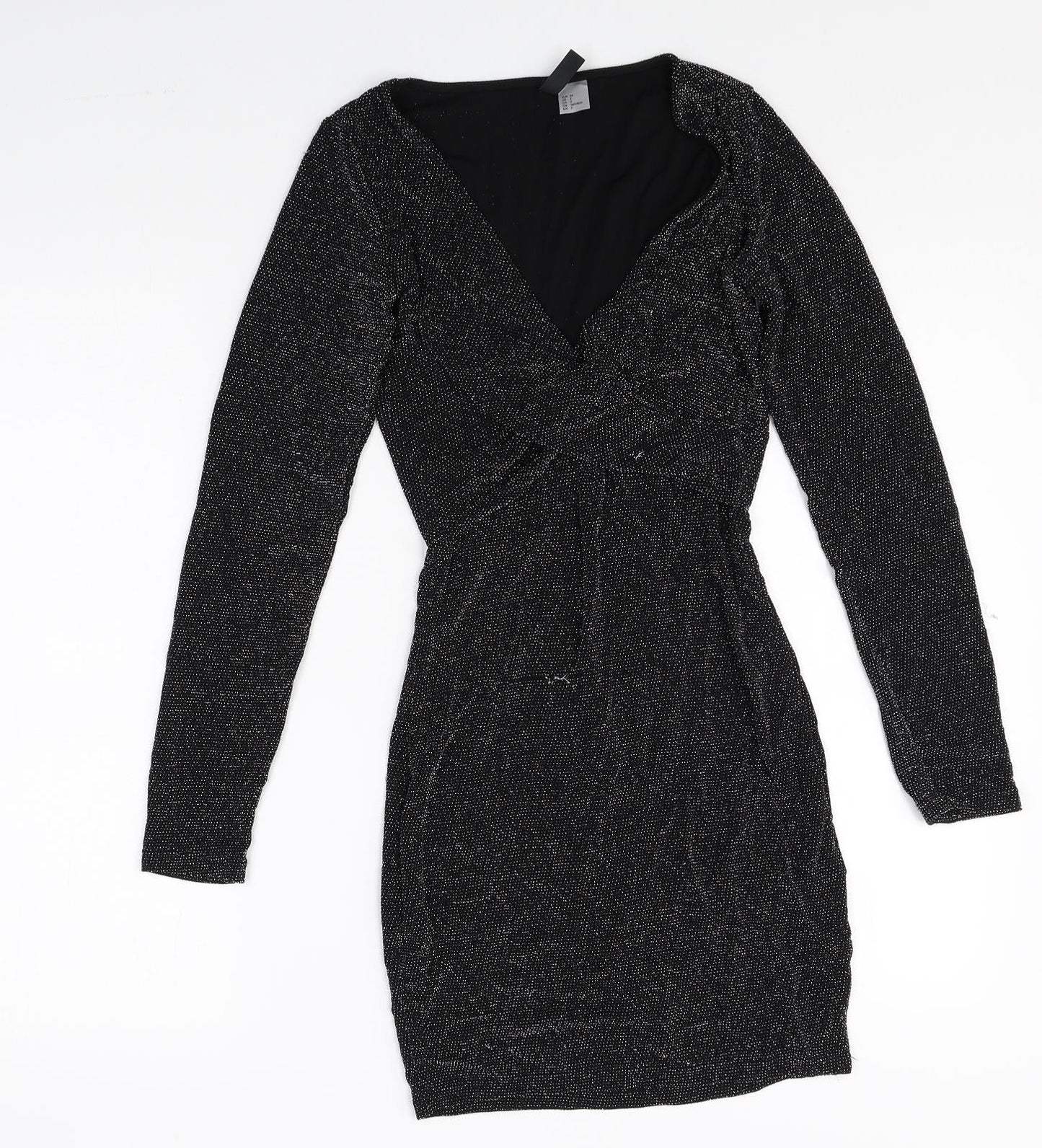 Divided Womens Black Polyamide Bodycon Size 6 V-Neck Pullover