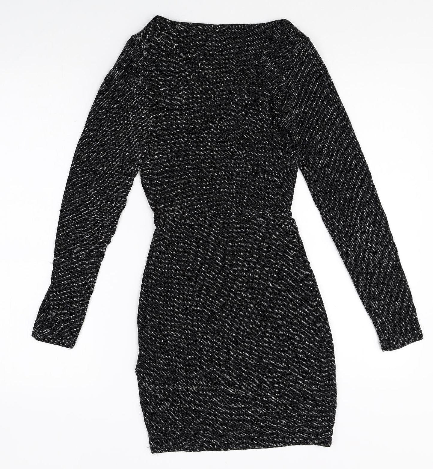 Divided Womens Black Polyamide Bodycon Size 6 V-Neck Pullover