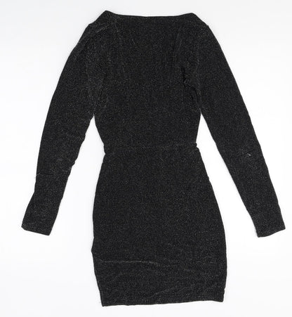 Divided Womens Black Polyamide Bodycon Size 6 V-Neck Pullover