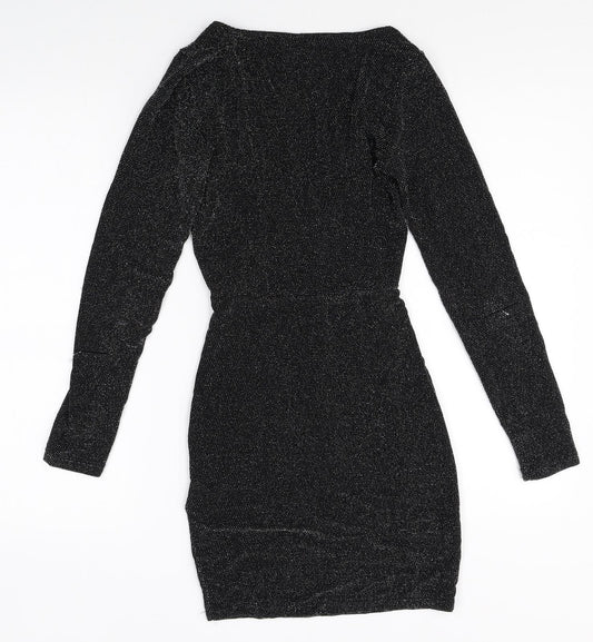 Divided Womens Black Polyamide Bodycon Size 6 V-Neck Pullover