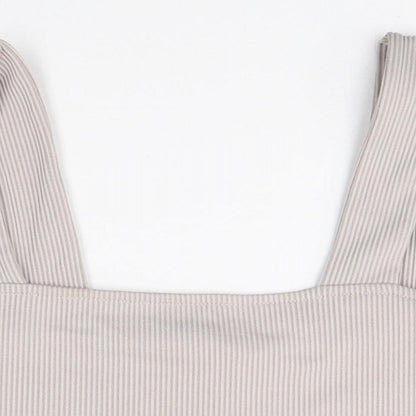 Womens UK Size M Divided by H&M Beige Cropped Tank