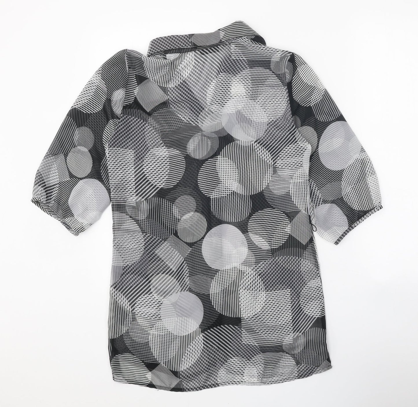 George Womens Black Geometric Polyester Basic Button-Up Size 8 Collared