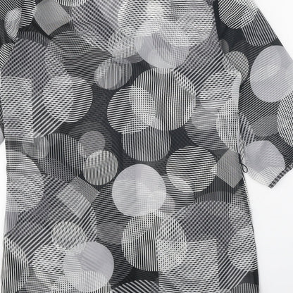 George Womens Black Geometric Polyester Basic Button-Up Size 8 Collared