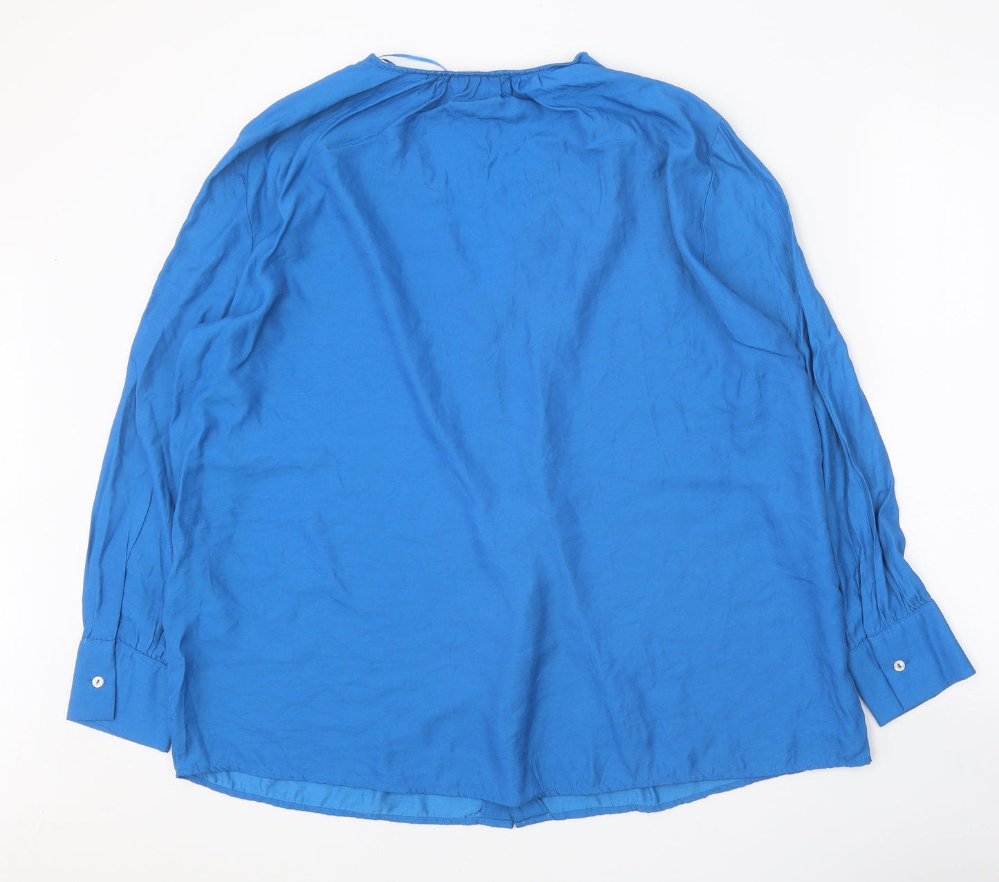 Primark Womens Blue Polyamide Basic Button-Up Size 12 V-Neck