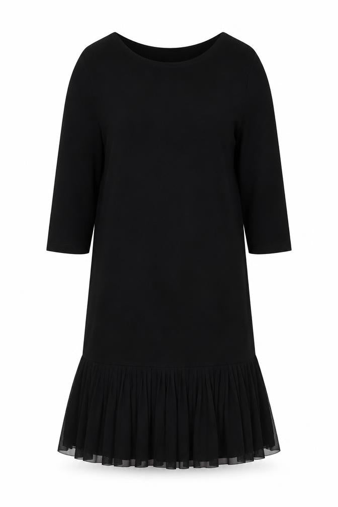 TU Womens Black Viscose T-Shirt Dress Size 8 Boat Neck Pullover